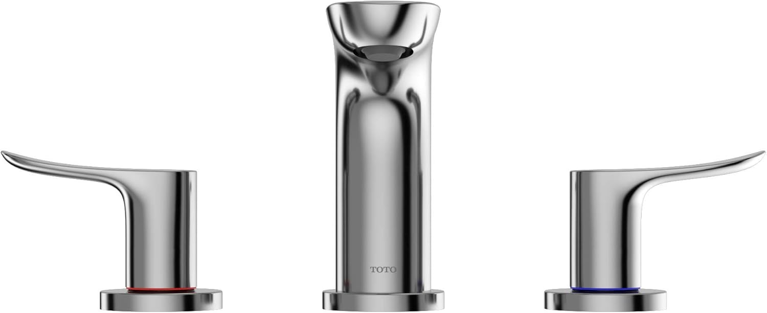 Polished Nickel Modern Widespread Bathroom Faucet with Drain Assembly