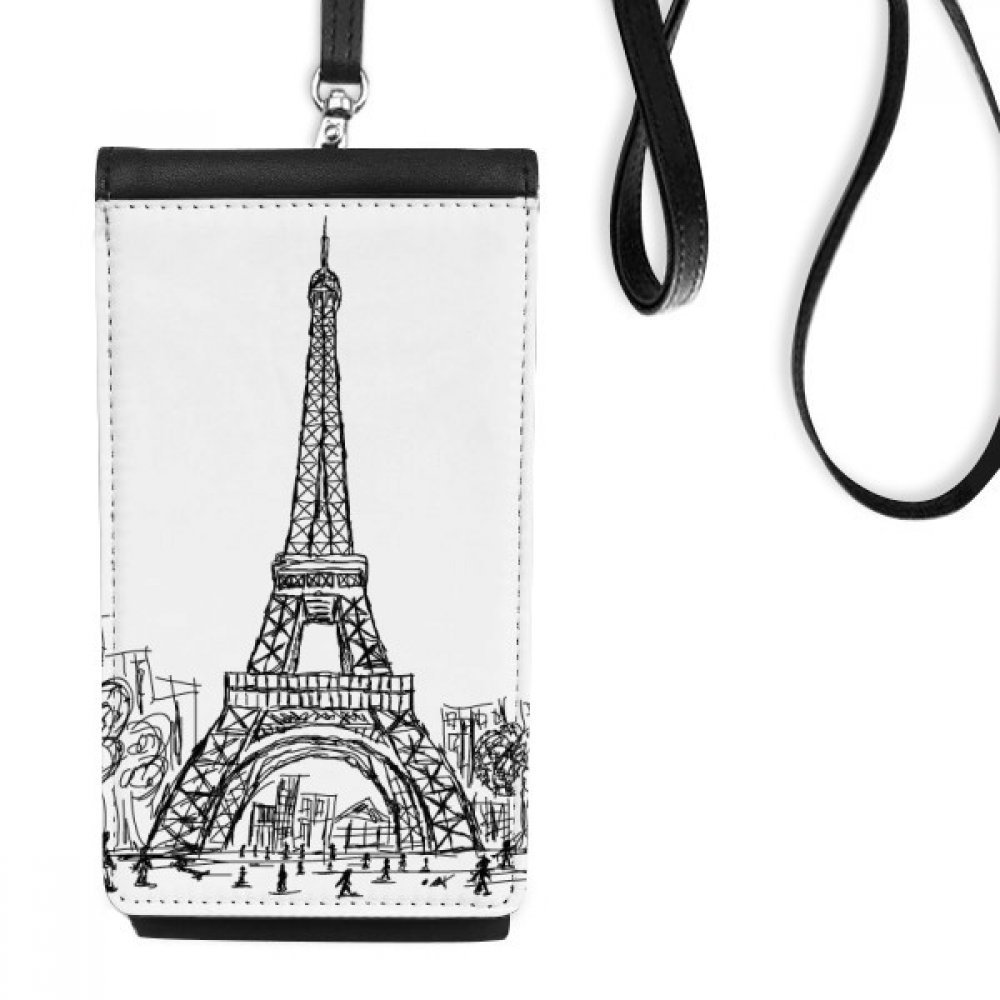 Bourse en cuir smartphone Tour Eiffel Paris porte-monnaie suspendu élégant