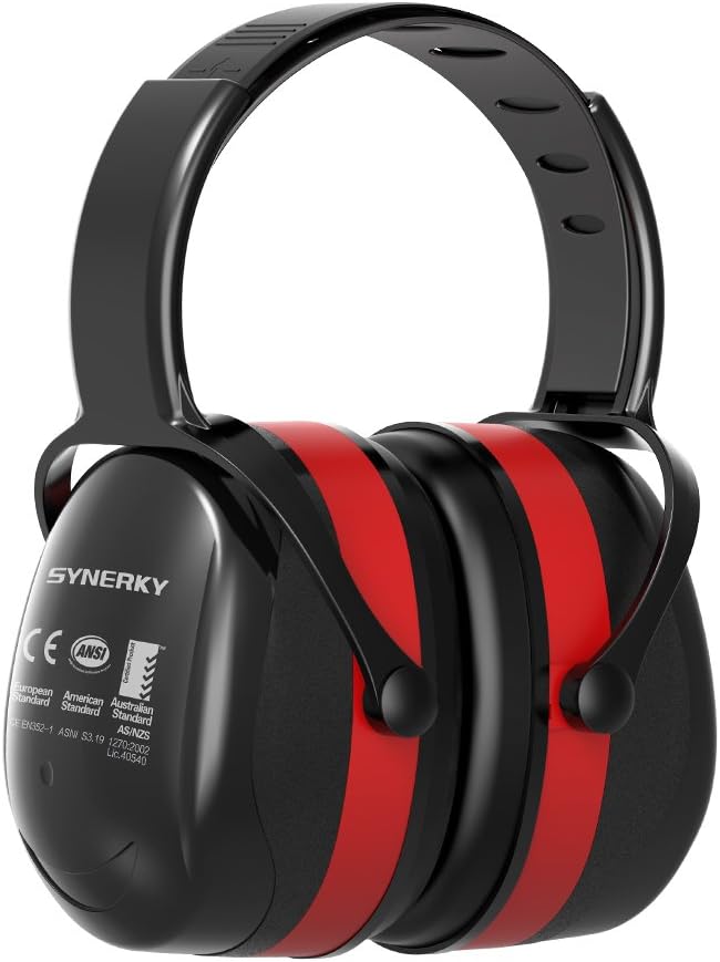 Noise Cancelling Safety Ear Muffs - SYNERKY NRR 28dB Shooters Adjustable Headband Noise Protection Ear Muffs for Women Kids