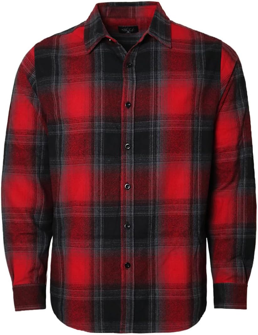 Men's Long Sleeve Flannel Shirts Plaid Button Down Shirts