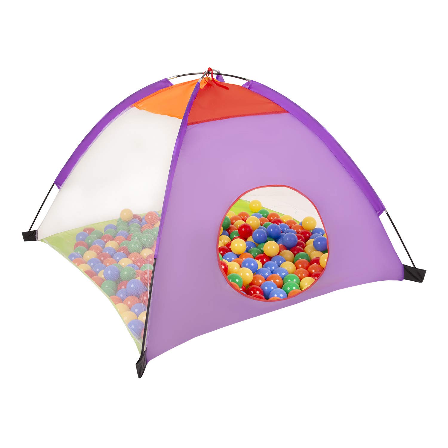 SELONIS 3In1 Spielzelt Mit Tunnel Spielplatz Popup Bällebad Mit 100 Bälle Für Kinder, Mehrfarbig:Gelb/Grün/Blau/Rot/Orange Spielzeug