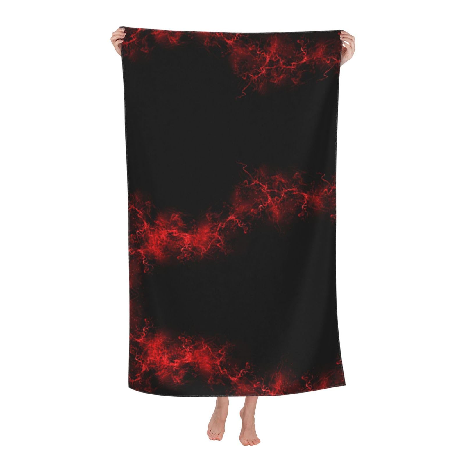 Oazcvbnn Women's White Explosion Burst Red Black Print Adult Beach Towel Summer Travel Pool Vacation Swimming Fitness Outdoor Adventures