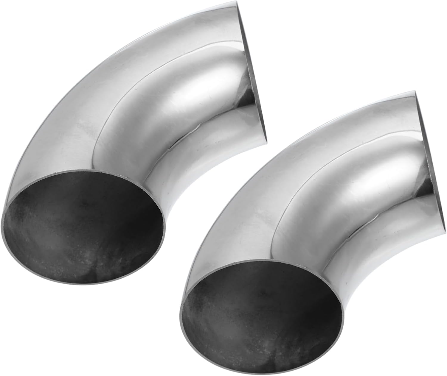 2pcs OD 3.5 Inch 90 Degree Mandrel Bend Elbow SS304 Stainless Steel Bend Tube Exhaust Elbow Pipe for Car Modified Exhaust System 3.5" Piping Silver Tone Replacement