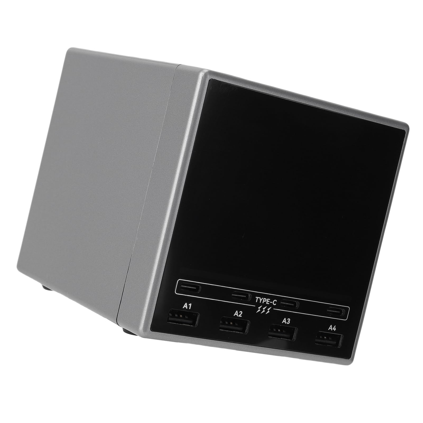 Ausla Stazione di Ricarica Wireless USB PC ABS Hub Caricabatterie USB C PD da 140 W con Pad Wireless da 15 W Display LCD 8 Porte Ricarica Rapida per Scrivania Home Office Laptop Tablet Telefono