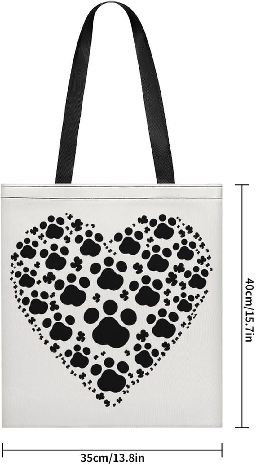 Dog Paw Print Love Heart Tote Bag Large Treat Bags for Women Men image 4
