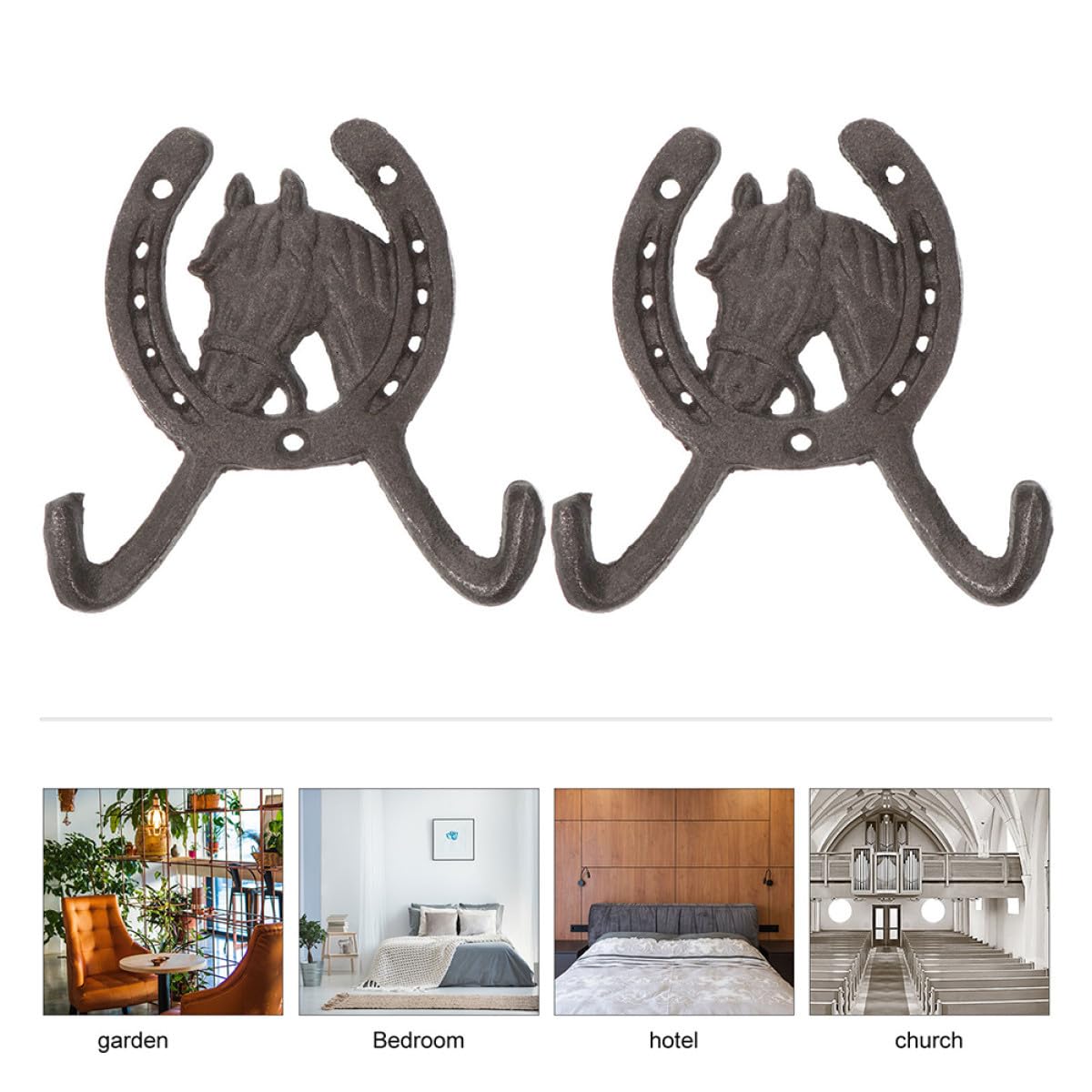 Ganci da Parete Decorativi a Ferro di Cavallo 4 Pezzi in Ferro