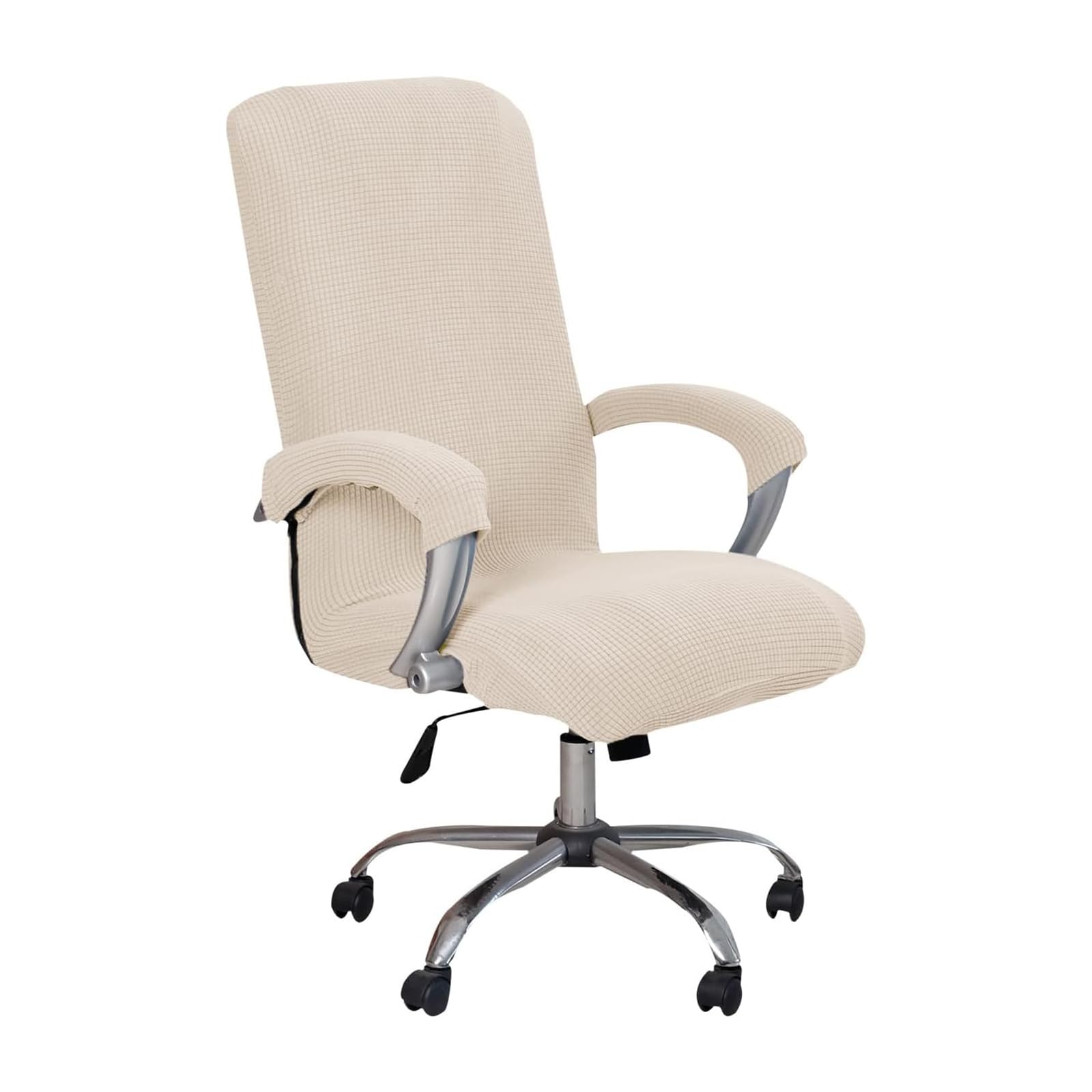Funda de Sillas de Oficina Elástica, Cubierta Protectora de la Sillón de Ordenadora Removible, Fundas para Sillas Universales Giratorias, Chair Cover Extraíble Estiramiento para Sillón (Beige)