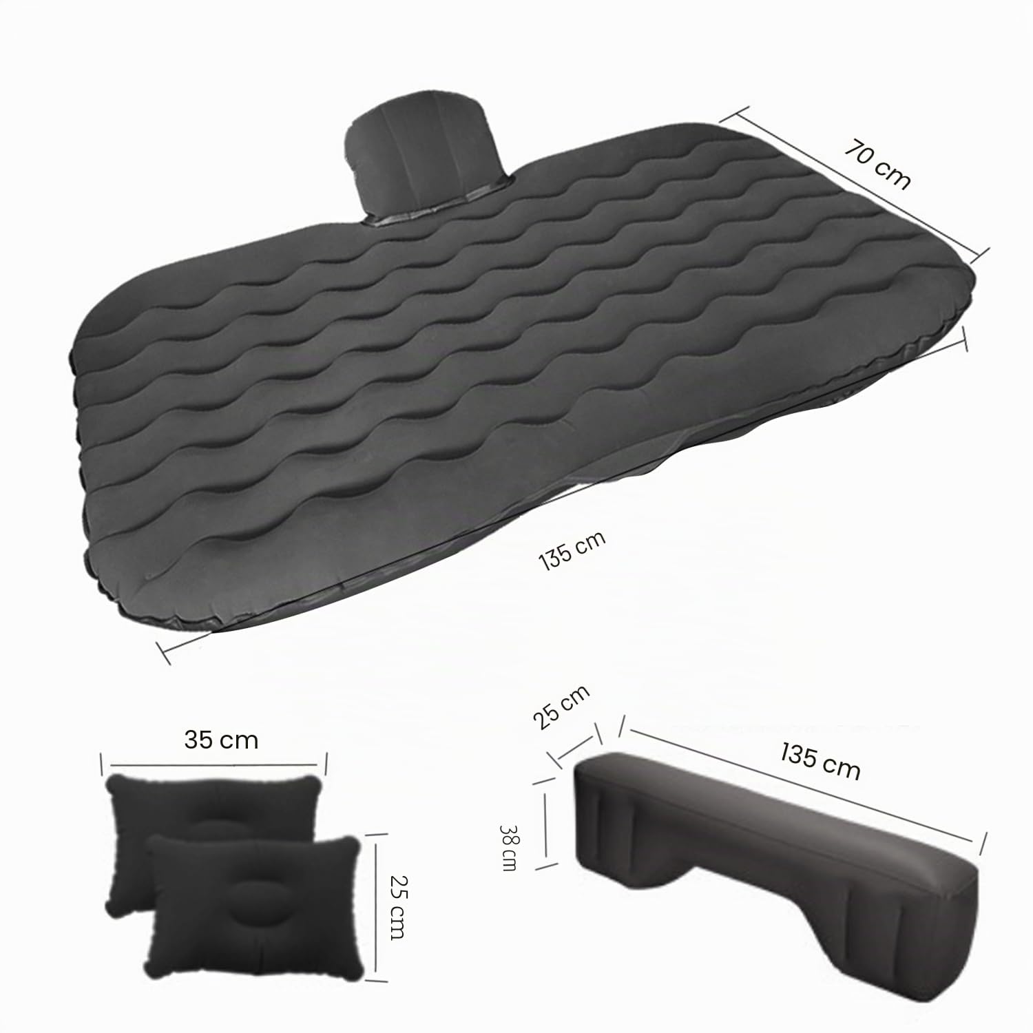 Ergocar Materassino Gonfiabile Floccaggio Materasso Letto per Auto con Pompa per Il Campeggio, Escursionismo, Piscina, Spiaggia, Viaggiare (Nero)