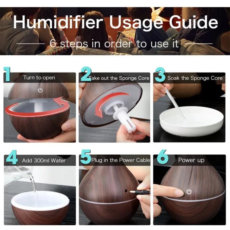 MVM Enterprise Pot Shape Wood Humidifier Aroma Air Humidifier with Advanced Ultrasonic Technology Dual Spray Modes Stress Relief Relaxation sleep Support 2