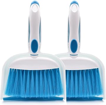 Small Broom and Dustpan Set, Small Dustpan and Brush Set, Mini Dust pan and Brush, Hand Broom and dust pan, Mini dustpans are Ideal for Cleaning Little Areas Like desks, Kitchens, pet Rooms. 2 Set