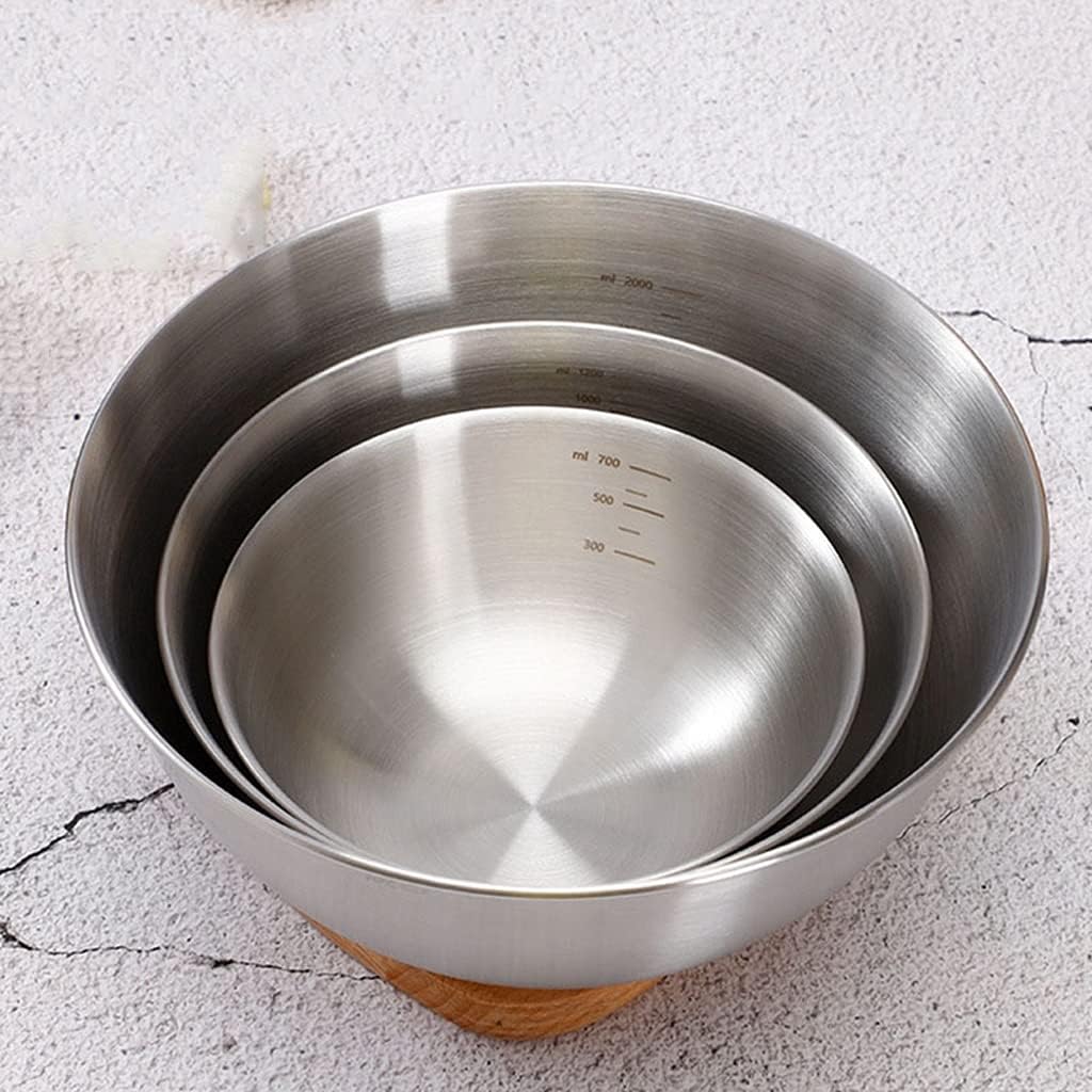 JSEIAJB 304 Stainless Steel Mixing Bowls Nesting Storage Bowls Set Kitchen Salad Bowls Cooking Bowl Baking Accessory with Scale