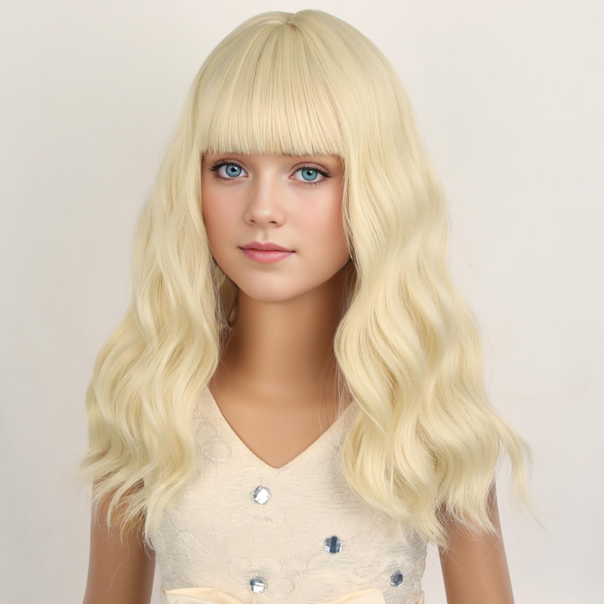 PATTNIUM Kids Blonde Wig for Girls Child Short Light Blonde Wig with Bangs Children Blonde Bob Wigs Synthetic Wigs