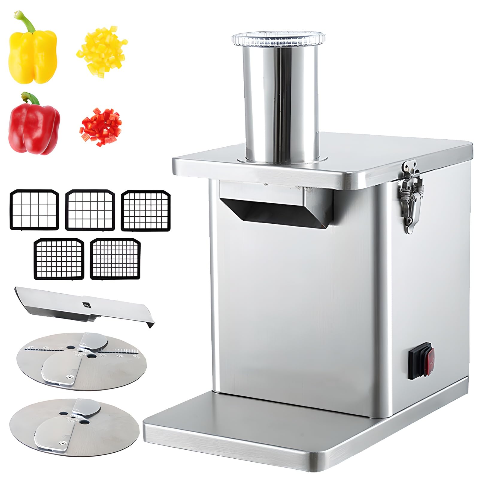 Coupe-légumes électrique 200W hachoir avec 5 grilles de découpe interchangeables