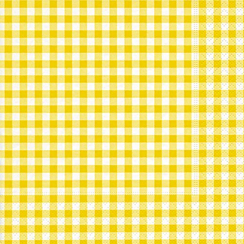 Preisvergleich Produktbild 20 Servietten Karo gelb kariert vichy zeitlos