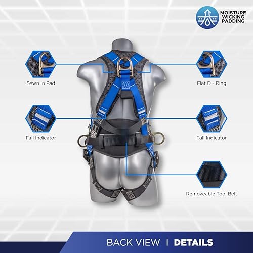 Miniatura 3 de Palmer Safety Arnés de seguridad de protección contra caídas Hammerhead Series Kit de seguridad I Arnés Premium + Cordón + Kit de extensor de anillo