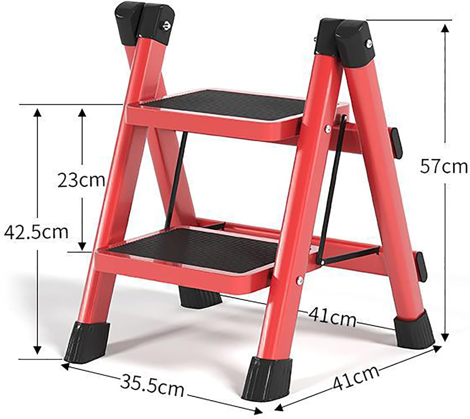 2/3/4/5-Step Ladder Lightweight Folding Aluminum Step Stool 150kg Capacity with Anti-Slip Wide Pedal for Household, Office, Garage, Garden, Painting(Size:2)