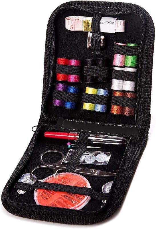 Swejos Portable Sewing Kit, Home Sewing Kit, DIY Sewing Supplies for Adults and Kids, Sewing Supplies and Accessories Contains 12 Spools of Thread of 100m, Sewing Needles and Tape Measure