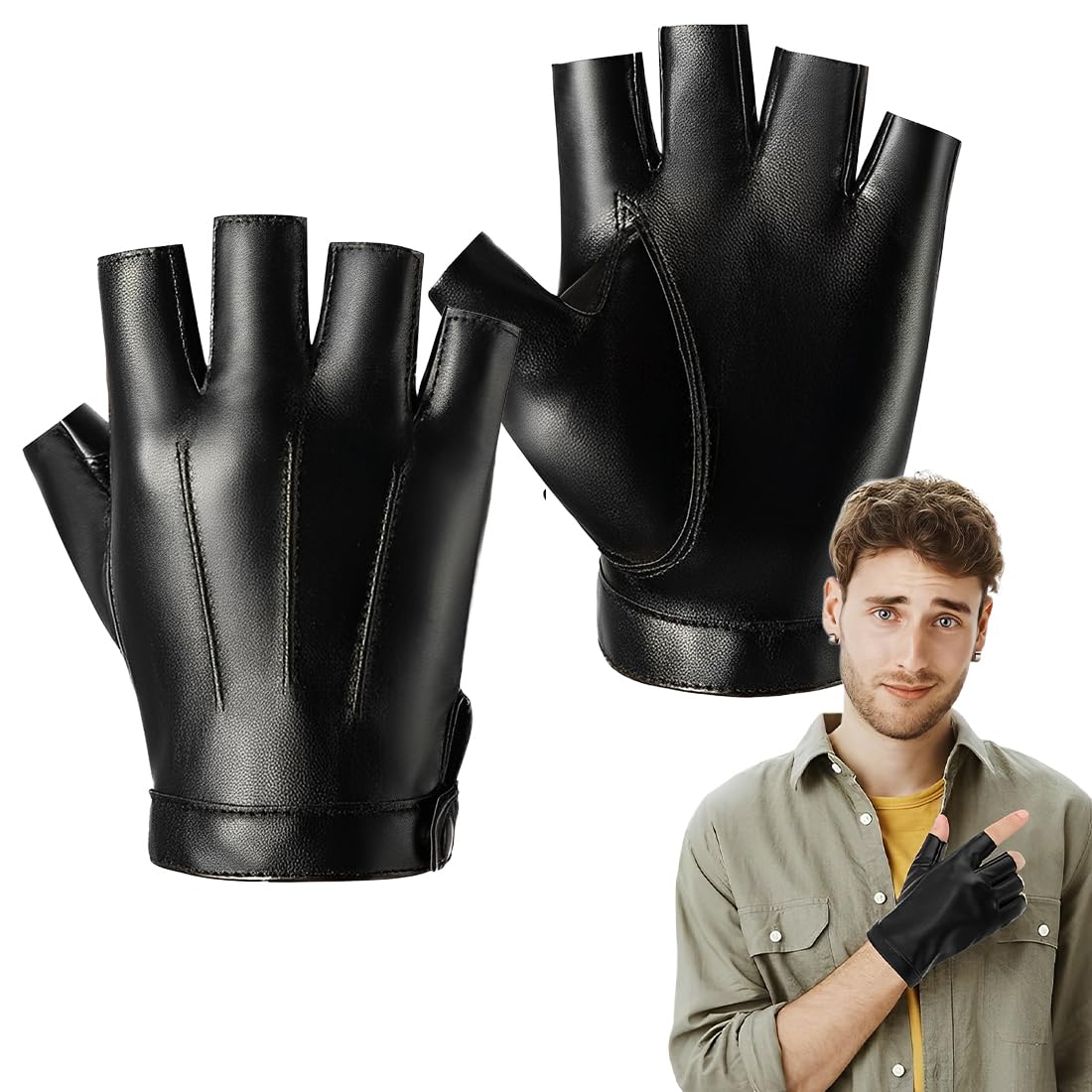 Guanti Senza Dita In Finta Pelle PU | Unisex, Termici E Traspiranti - Per Ciclismo, Lavoro, Running - Foto 8