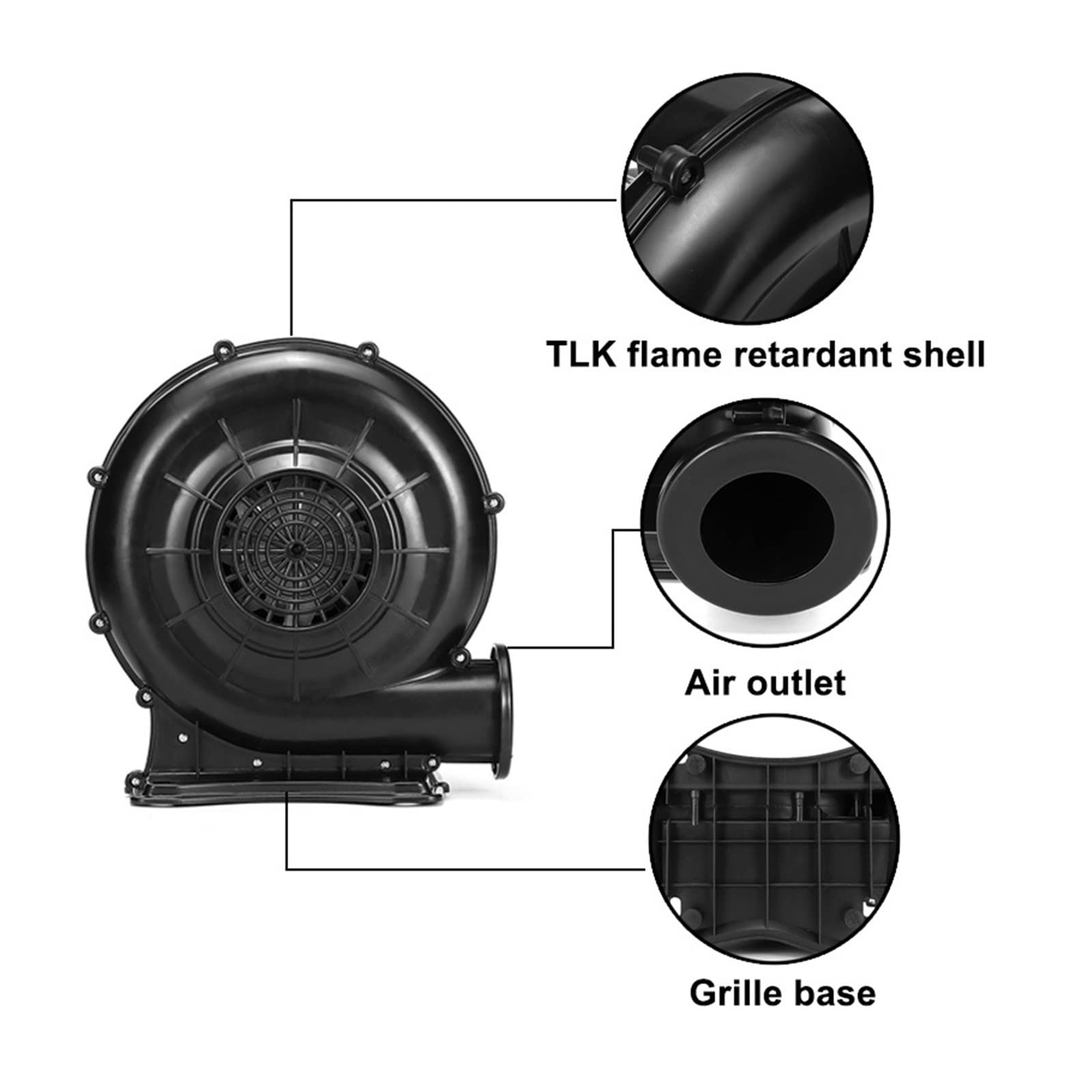 EDEDE Ventilatore centrifugo Adattatore for Ventola Turbo for radiatore a Sfera con Ventola d'Aria Commerciale Radiatore Turbo Radiale for Piccoli gonfiabili e Case di Rimbalzo(610W)