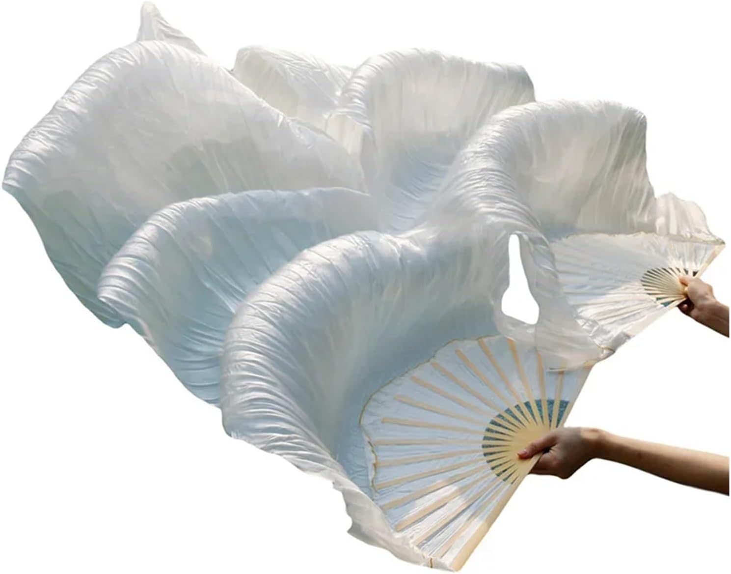 1 Pair Natural Silk Fan Veils For Women Belly Dance Performance Costumes And Accessories 150cm