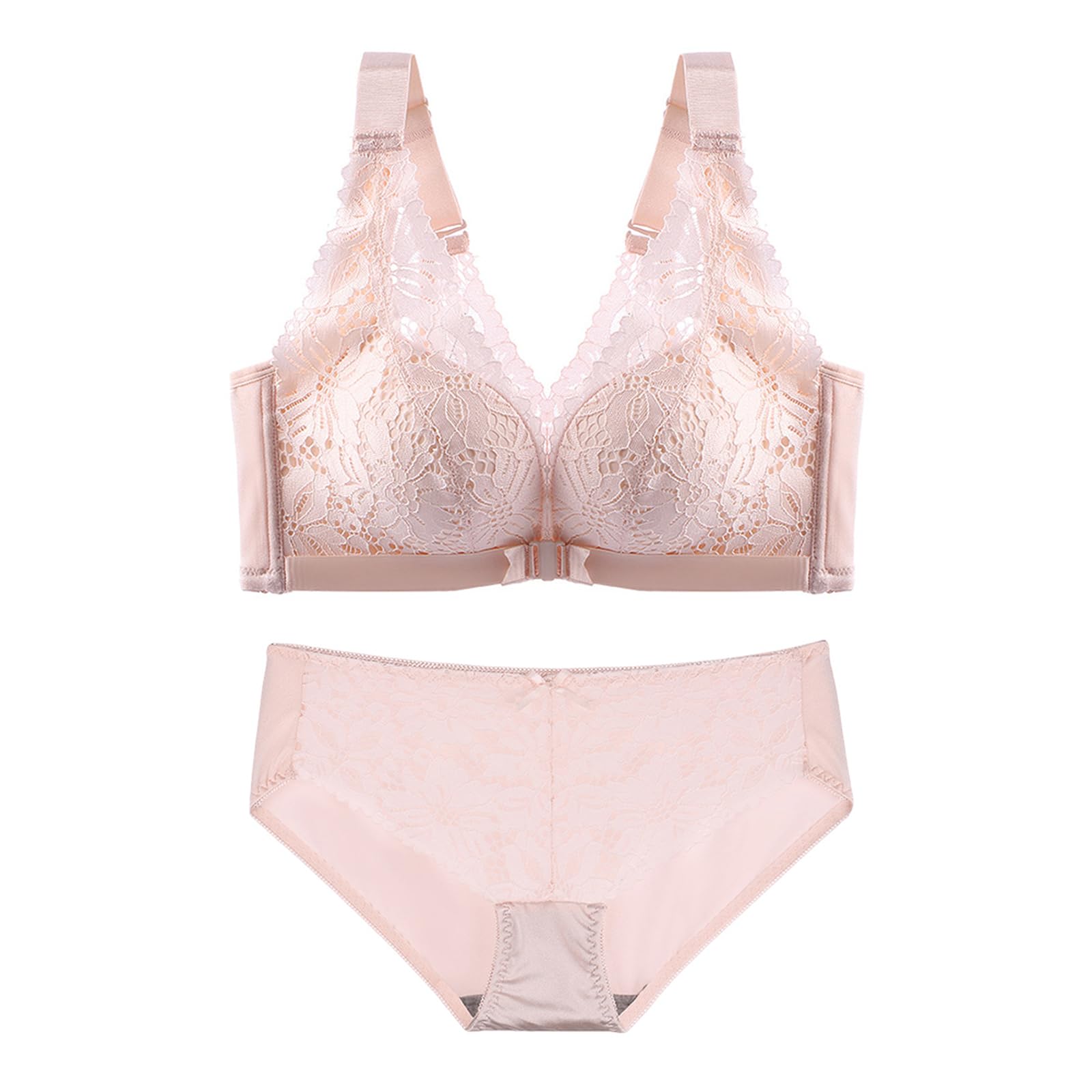 Brassiere Femme sans Armature Classiques Ouverture Devant Ensemble sous Vetement Femme Lace Bras Soutien Gorge Confort