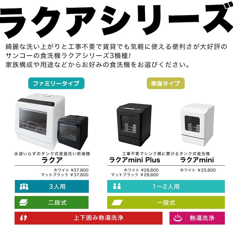Amazon.co.jp: THANKO ラクア 食器洗い乾燥機 一人用 二人用 工事不要 