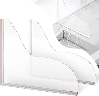2 Pack Shower Splash Guard Kit Waterproof Easy Installation, Large Splash Guards for Bathtub Self-Adhesive Shower Corner Guards to Keep Water in Shower or Bath, Pack of 2 (9.25 x 11.25 inches)