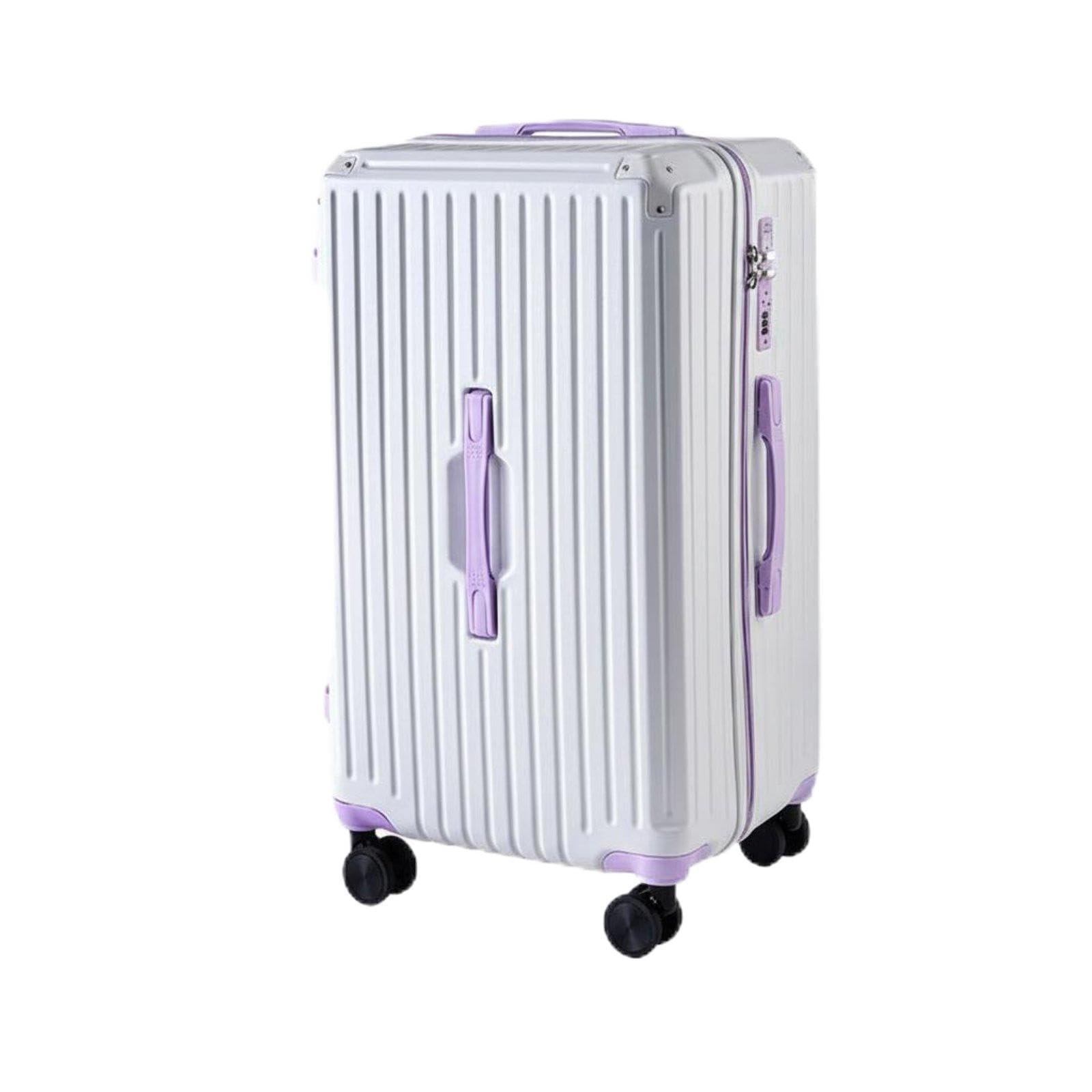 CALANDIS Trolley Travel Case Large Capacity Luggage with Rotating Wheels Suitcase with Rotating Wheels for Commuters, Students, Business Trip White-Purple 22 Inch-picture-36