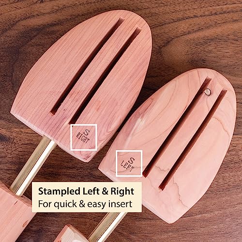 FootFitter Cedar Shoe Trees for Men, Full Block Wide Heel Hook Shoe Shapers (One Pack, Medium (8-9.5))