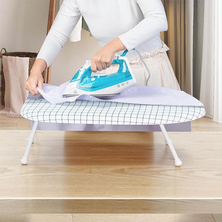 Tischbügelbrett, mit Klappbaren Beinen, Extra Breites Bügelbrett for die Arbeitsplatte mit Baumwollbezug, Tragbares Mini Bügelbrett, for Den Bastelraum, Den Haushalt, Das Wohnheim