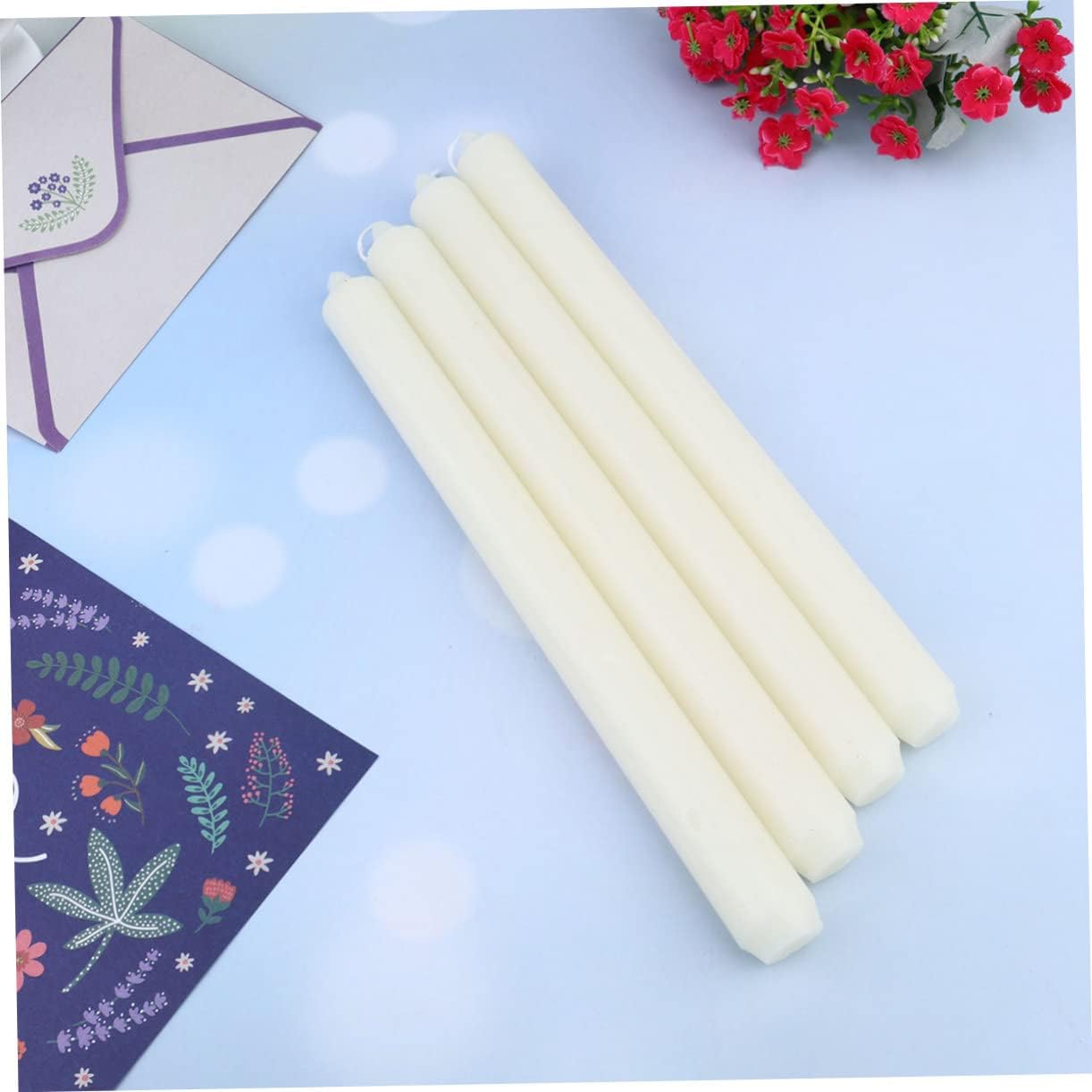 Ciieeo 1 Set Romantic Wedding Candle Smokeless Odorless Long Pole Candles for Parties European Design Multi Purpose Paraffin for Weddings and Home Decor White