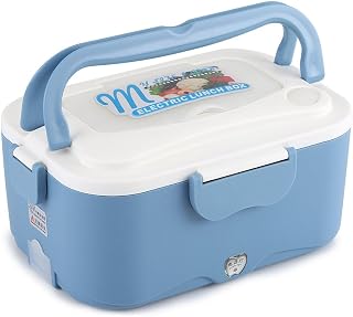 Fdit Boîte Chauffante Boîte Déjeuner Électrique Portable Voiture Chauffage Électrique Déjeuner Mini Boîte Bento Réchaud Récipient Thermostatique Voyager Buffet(24VBlue)
