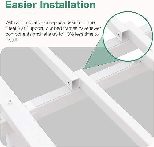 Miniatura 19 de Novilla - Base de cama matrimonial, plataforma de metal de 14 pulgadas, con espacio de almacenamiento debajo de la cama, soporte de listones de