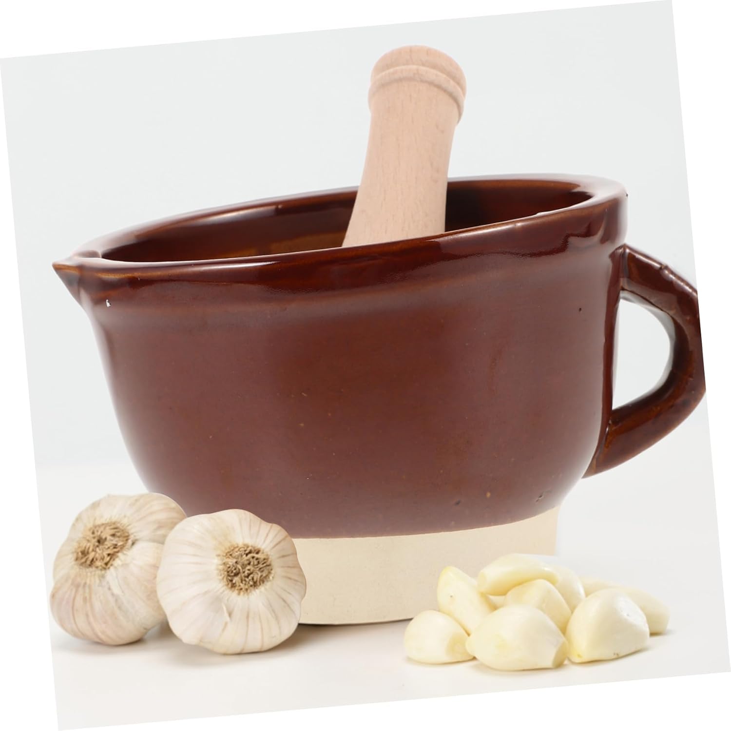 Garlic Masher and Presser Garlic Press Mincer Ginger and Grinding Tool Crusher and Pestle Spice Pestle Household Grinding Bowl Pot for Kitchen