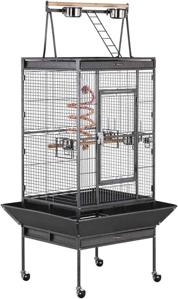 go2buy 68-inch Bird Cages Play Top Parrot Cages w/Mobile Stand - Cockatiel Cockatoo Parakeet Finch Pet Supplies