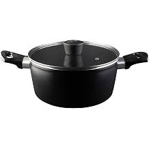 MasterChef 525509 Casserole, Non-Stick Coating, Ergonomic Handles, Glass Lid, Suitable for All Stoves incl. Induction, 24cm, Aluminum