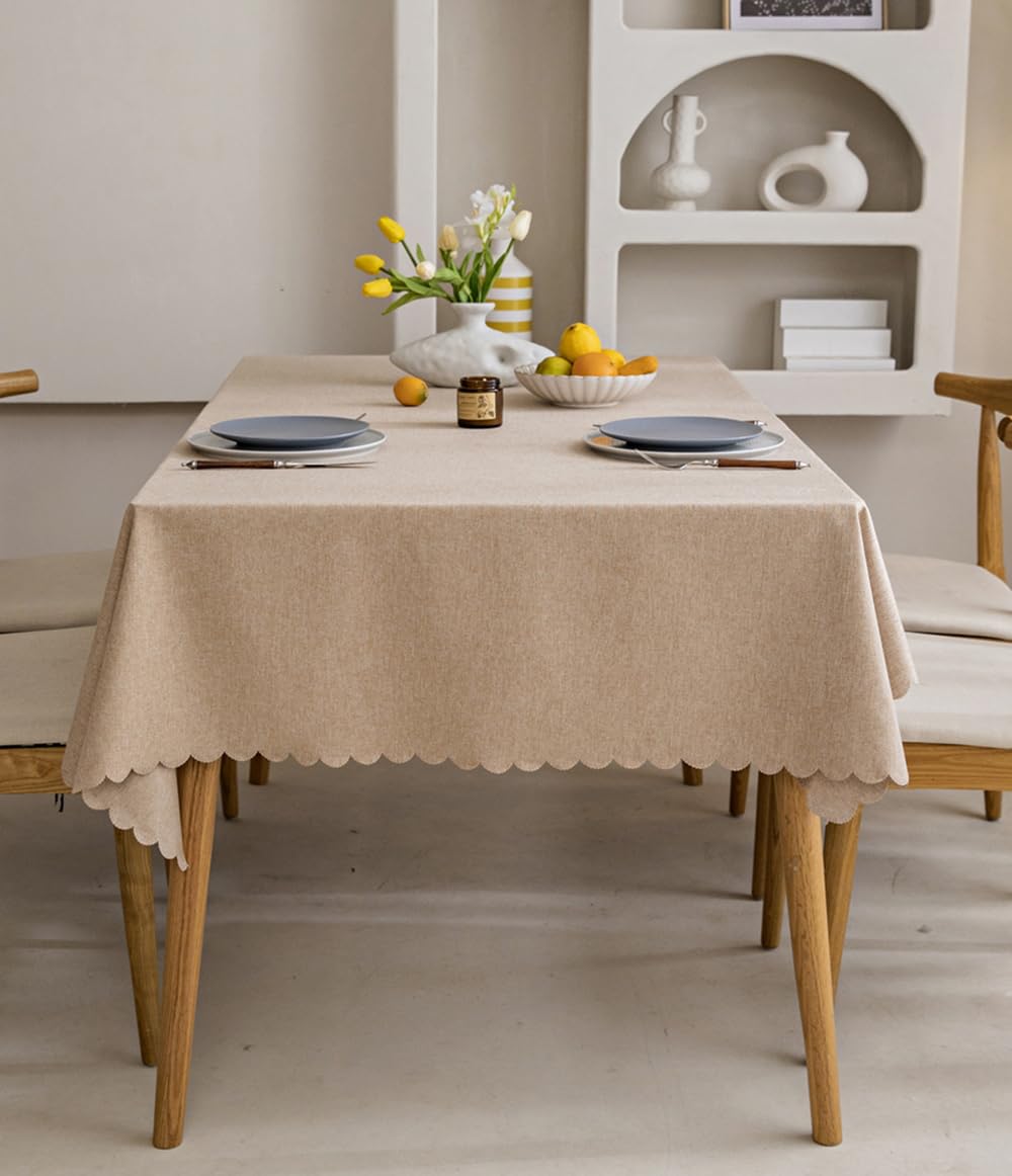 Fusehngre 51"x 94.5" Waterproof Rectangle Tablecloth Oil Spill Proof Wrinkle Resistant Table Cover Cotton 6-8 seats Table Cloth for Dining Kitchen