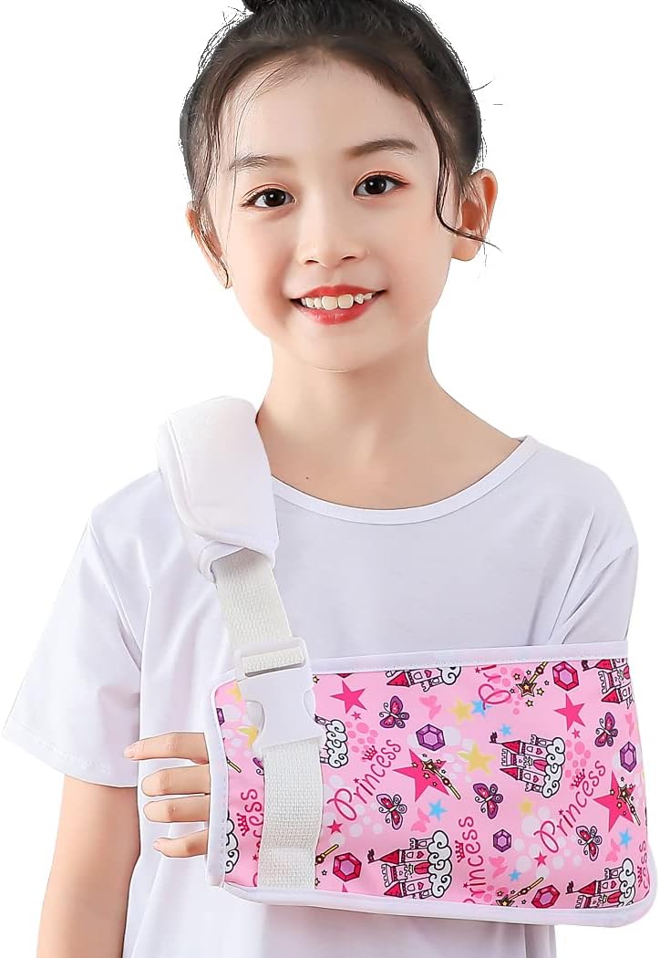 Princess Kids Arm Sling for Girls Shoulder Injury Pink Cute Toddler Shoulder Sling for Broken Arm Padiatric Elbow Wrist Sling for Torn Rotator Cuff (Kids L)