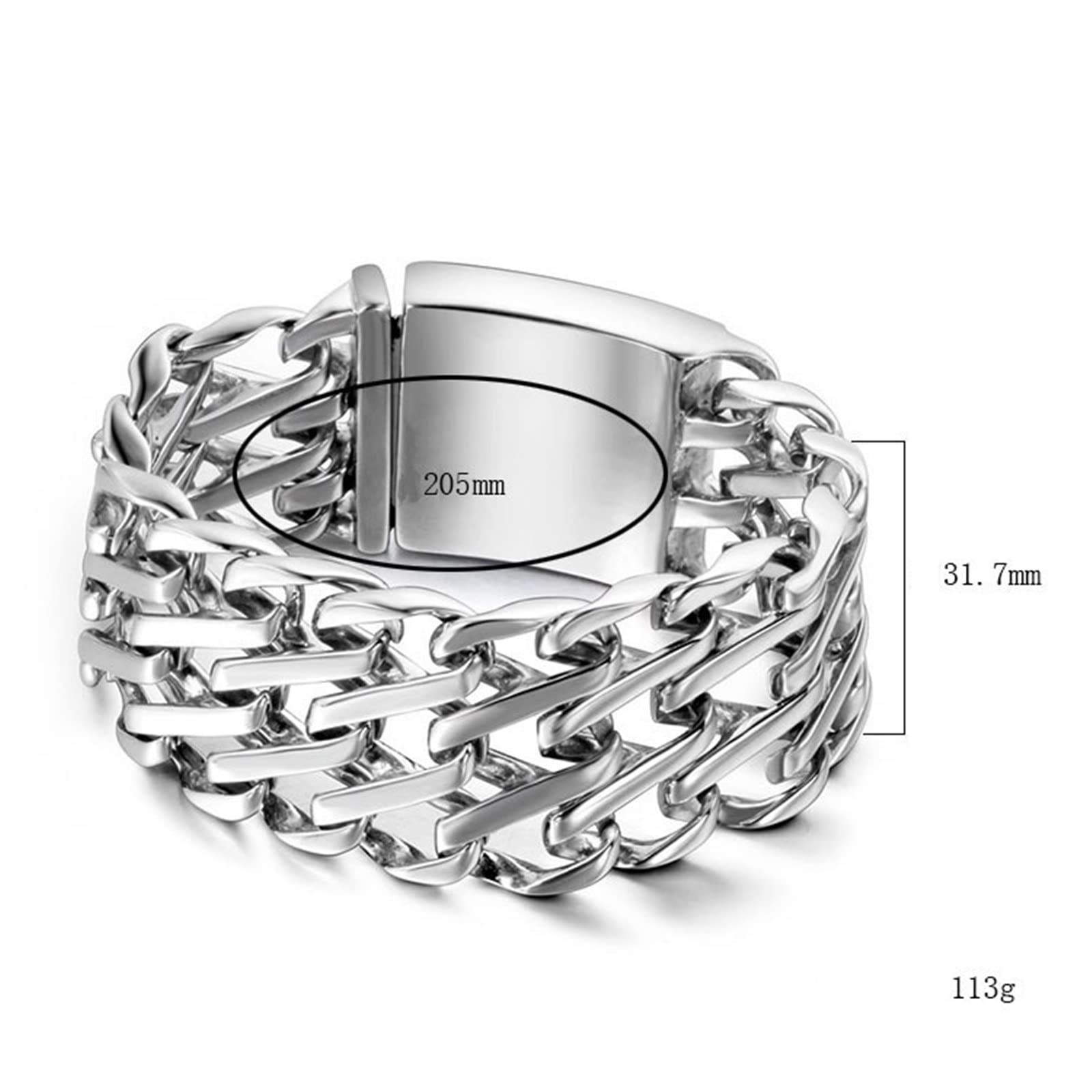 KnSam Bracelet Homme Large Chaîne Tressée en Acier Inoxydable 20.5cm Punk Fantaisie