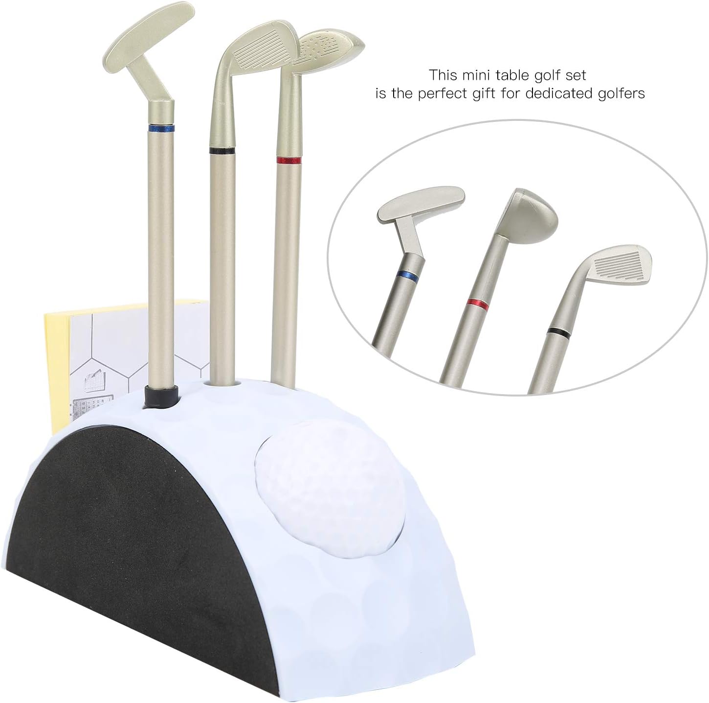 Keenso Pen Set,Mini Stand, Putter Pen,Tabletop Decoration,with 3Pcs Pens,for Any Golfer,Novelty Gifts, Souvenirs