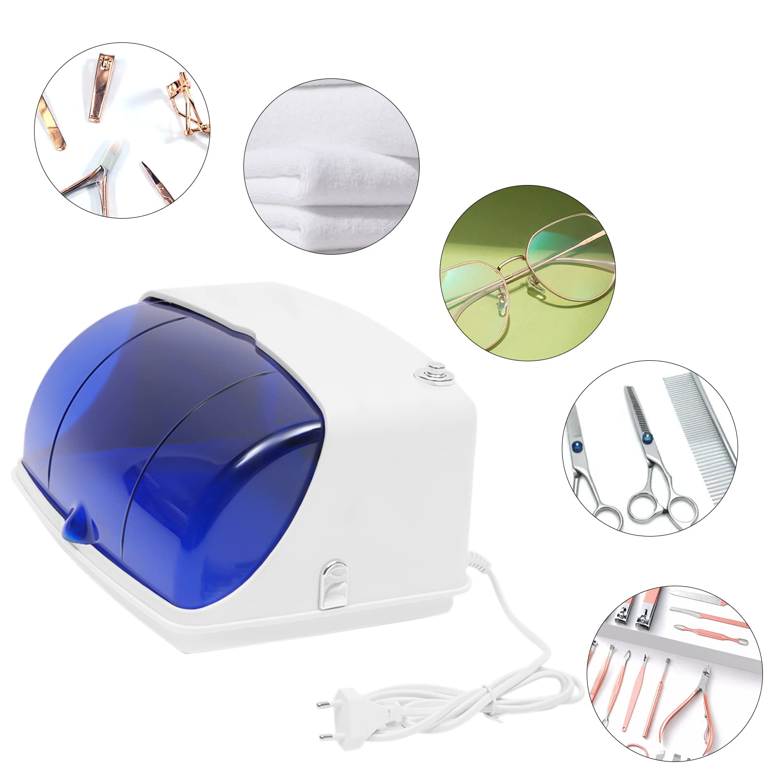 MINRS Esterilizador UV grande para herramientas de uñas, esterilizador multifuncional con ajuste de temporizador y pantalla LED para peluquería, spa, salón de uñas, 5 W, 220-240 V