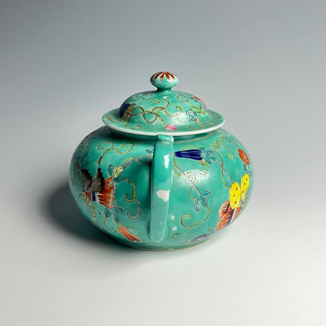 緑釉粉彩瓜果蝶紋水注 大清光緒年製 款 中国古玩 美術 唐物 A560 緑釉 緑釉粉彩瓜果蝶紋水注 大清光緒年製 款 中国古玩 美術 唐物 A560 緑釉