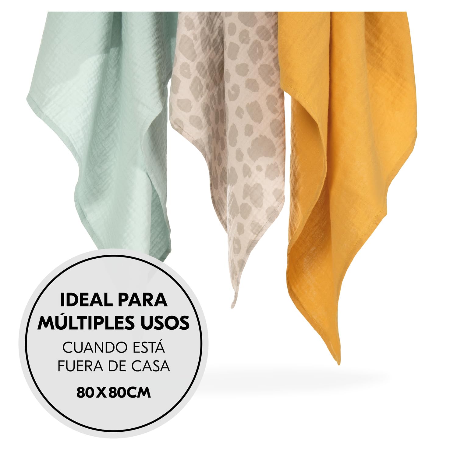 hauck Cuddle N Clean Set de Muselinas Bebé | Salvababas 100% Algodón | Paños de Gasa Grandes Ideales para Recién Nacidos - 80x80 cm