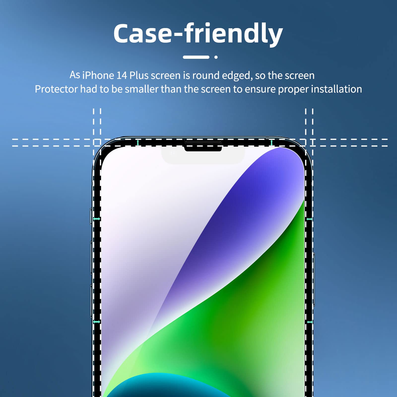 NEW'C 4 Pack, 2 Pack for iPhone 14 Plus Screen Protector (6.7 inch) + 2 Pack Camera Lens Protector - Image 3