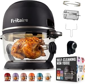 Non-Toxic Air Fryer - Glass AirFryer 5 Quart w/ 360 Visibility, Self-Cleaning, 400F Vortex Air Fryer for Even Cooking, BPA-Free Teflon Free, 9-in-1 Functions, Rotisserie, Roast, Bake (Black)
