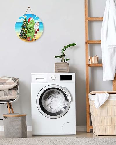 Miniatura 8 de Letrero de bienvenida para decoración de puerta delantera, árbol de Navidad, Papá Noel, tabla de surf, coronas de 10 pulgadas, decoración navideña