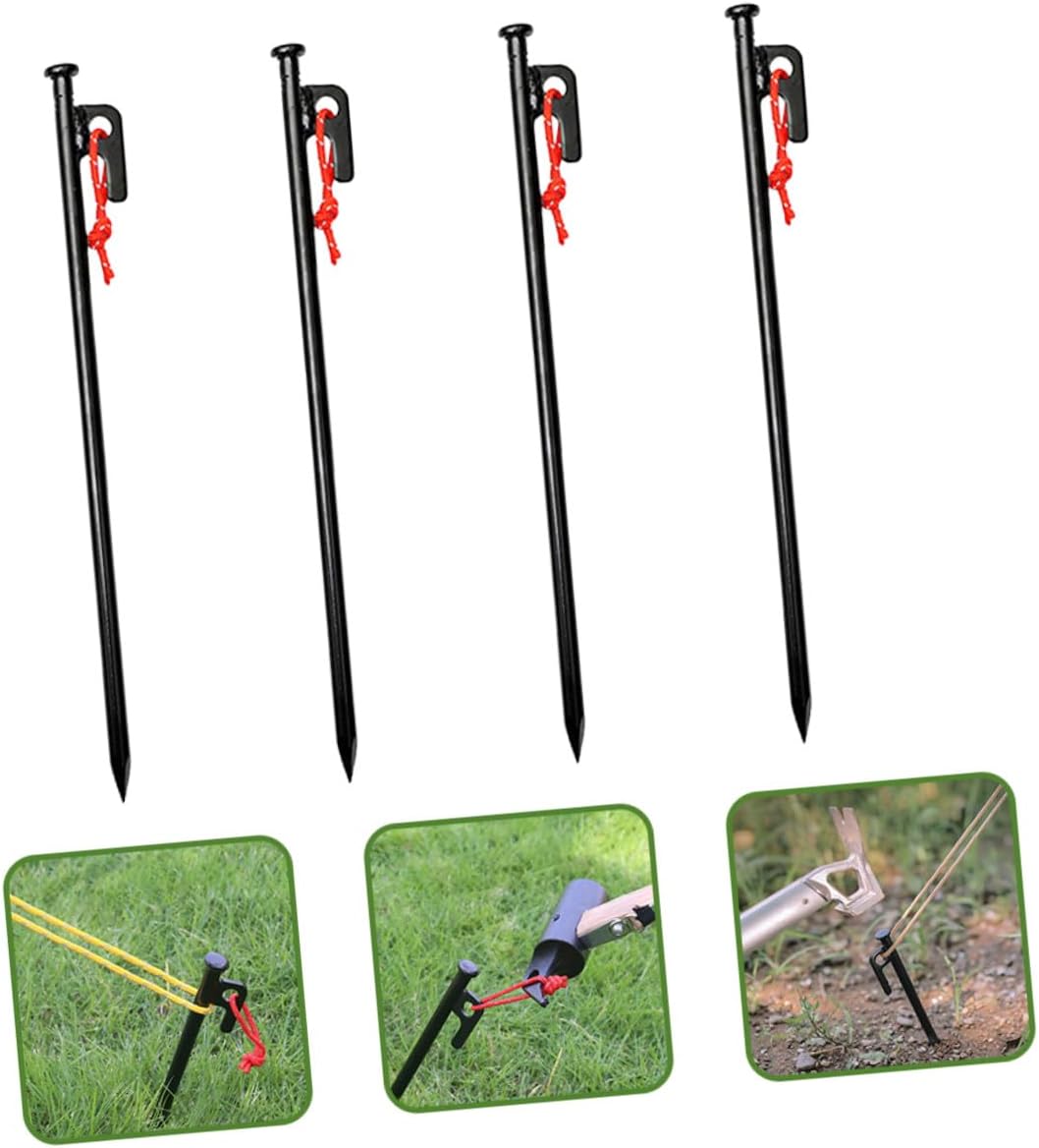 DOITOOL Heavy Duty Tent Stakes Set 8pcs Metal Ground Anchors 30cm Black Camping Tent Pegs with Storage Bag for Outdoor Camping