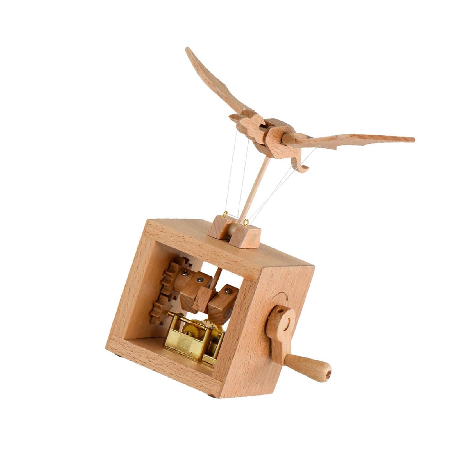 Msioytog Dinosaur Handcrafts Wood Music Box With Detailed Carvings And Soothings Hand Cranked Musical Ornament For Desktop Decoration Vintage Music Box