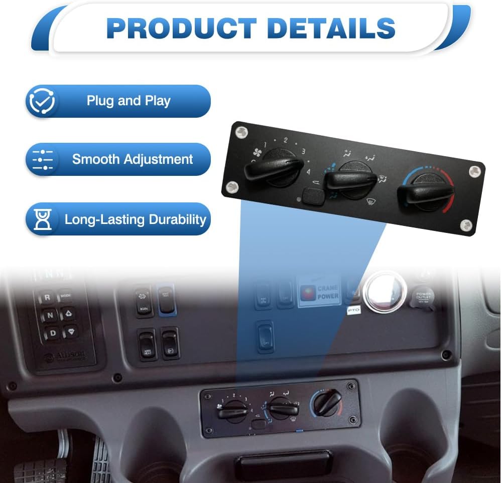 AC Heater Climate Control Panel, 1 PC Car 24 Pins Air Conditioning Control Unit, Compatible with Freightliner M2 100 2002-2010 A2257054001, A22-57054-003