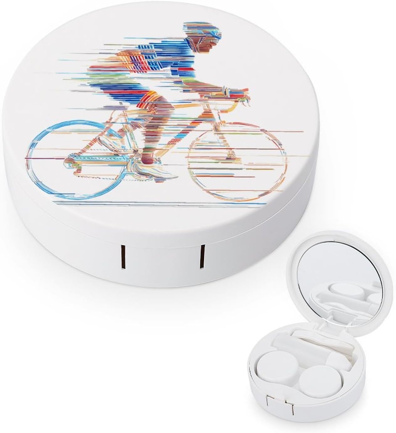 Racer Bike Pop Art Portable Contact Lens Case Storage Box Holder Accessory for Travel